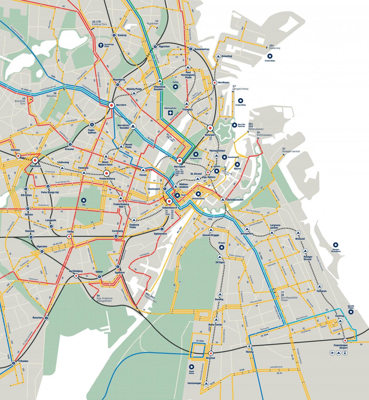 Mapa de la estación de autobuses de Copenhague