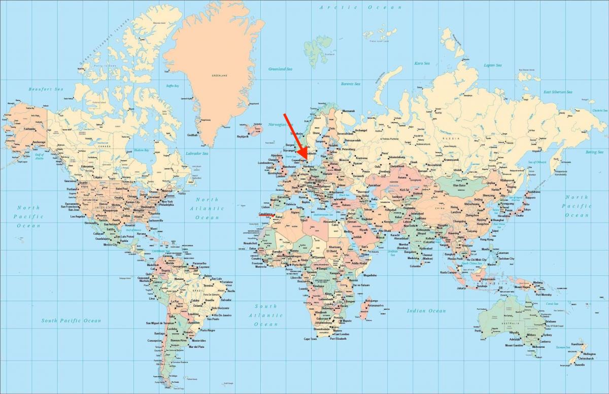 Ubicación de Copenhague en el mapa mundial