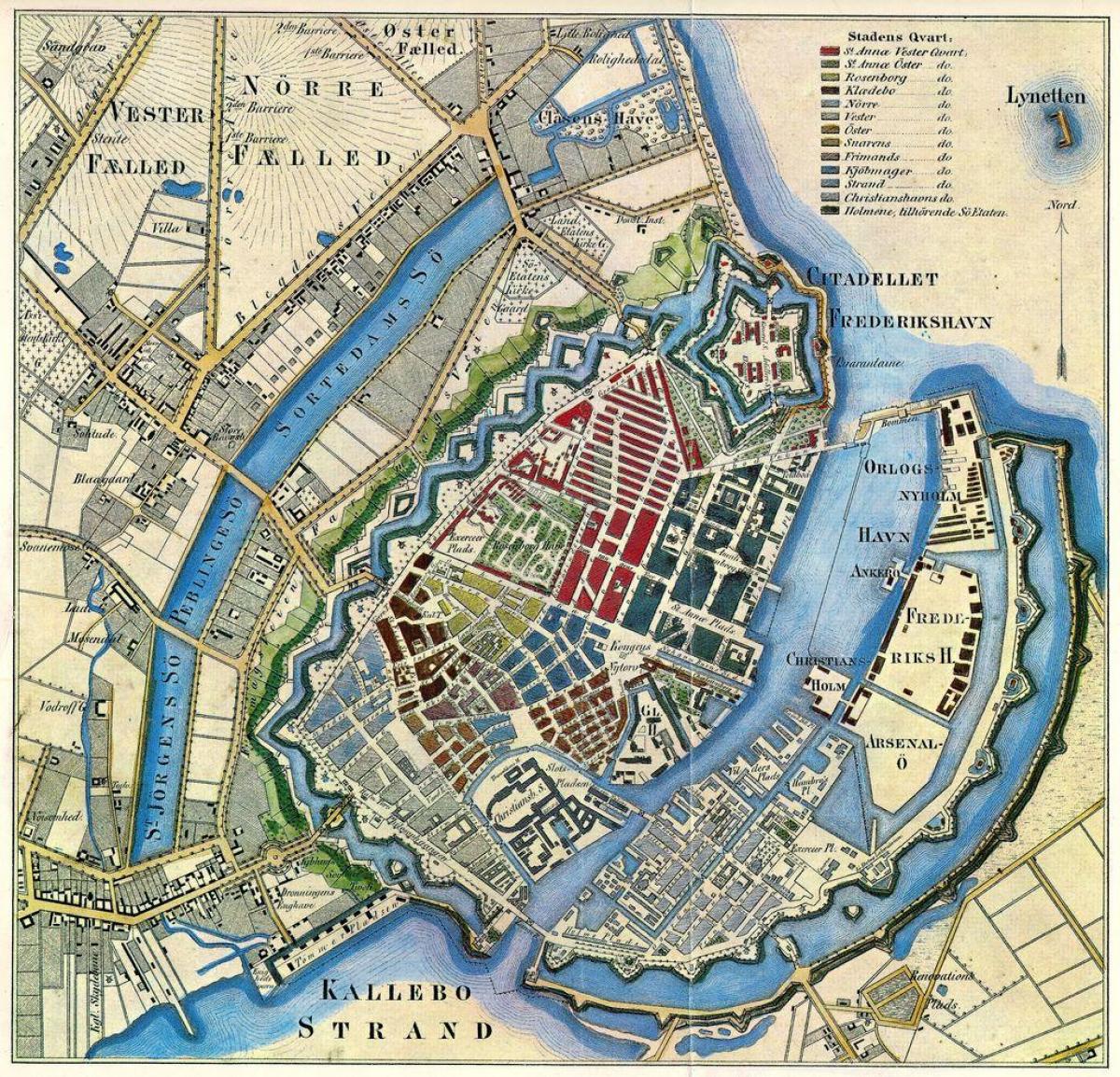 Mapa antiguo de Copenhague